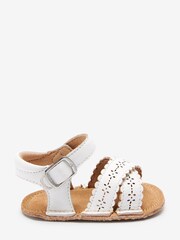 White Scallop Leather Baby Sandals (0-18mths) - Image 2 of 5