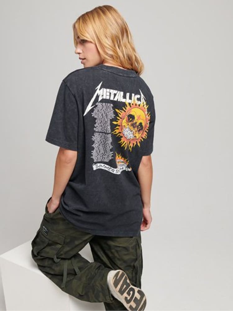 Superdry Black/white Metallica Limited Edition T-Shirt - Image 2 of 6