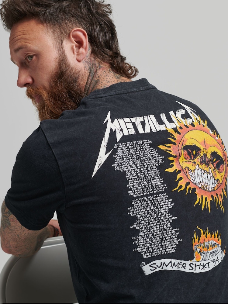 Superdry Black Metallica Limited Edition T-Shirt - Image 3 of 3