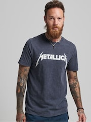 Superdry Charcoal Black Metallica Limited Edition T-Shirt - Image 1 of 4