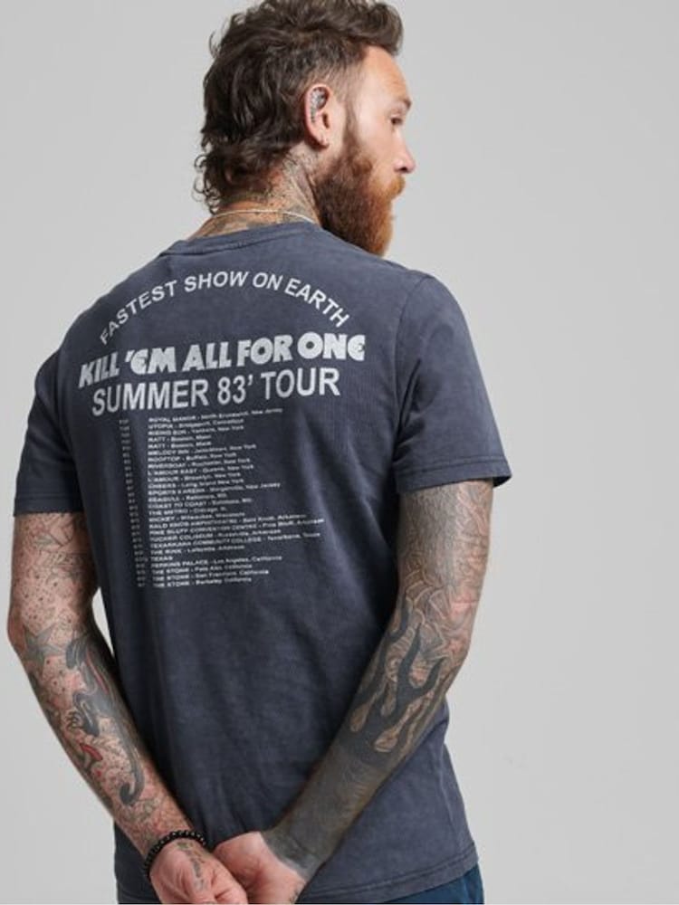 Superdry Charcoal Black Metallica Limited Edition T-Shirt - Image 2 of 4
