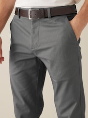Grey Straight Fit Printed Belted Soft Touch Chino Trousers - Image 4 of 5