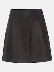 Whistles Black Leather A-Line Skirt - Image 4 of 4