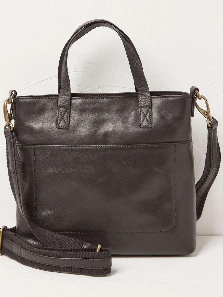 FatFace Black Leather The Paris Tote Bag - Image 1 of 1 FatFace Black Leather The Paris Tote Bag - Image 1 of 1