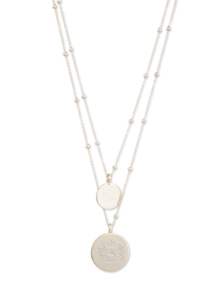 Lauren Ralph Lauren Gold Tone Two Row Logo Pendant - Image 1 of 3