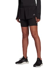 adidas Black Running 3-Bar 2-In-1 Shorts - Image 1 of 6