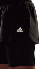 adidas Black Running 3-Bar 2-In-1 Shorts - Image 4 of 6