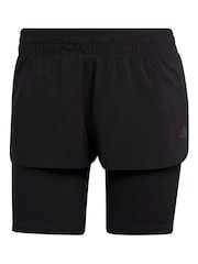 adidas Black Running 3-Bar 2-In-1 Shorts - Image 6 of 6