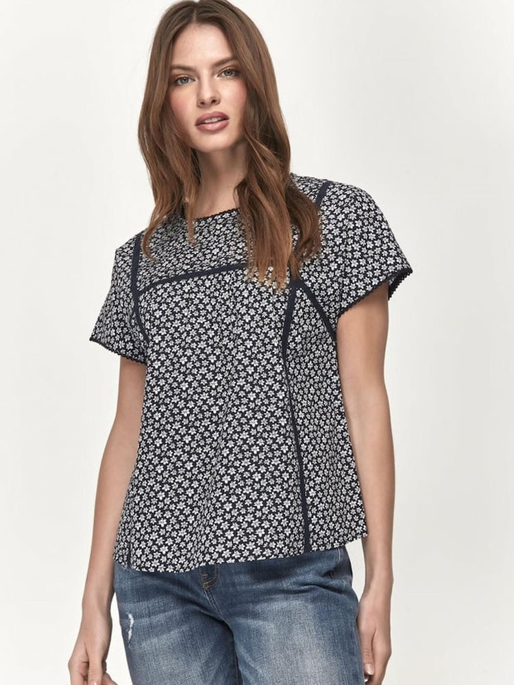 M&co Top mit Lochstickerei, Blau (Kurzgröße) - Bild 1 von 3