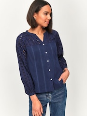 M&co Petite Hemd mit Lochstickerei, Blau - Bild 1 von 5
