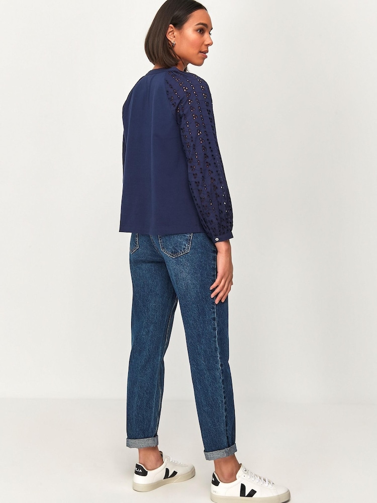 M&co Petite Hemd mit Lochstickerei, Blau - Bild 2 von 5