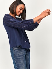 M&co Petite Hemd mit Lochstickerei, Blau - Bild 4 von 5