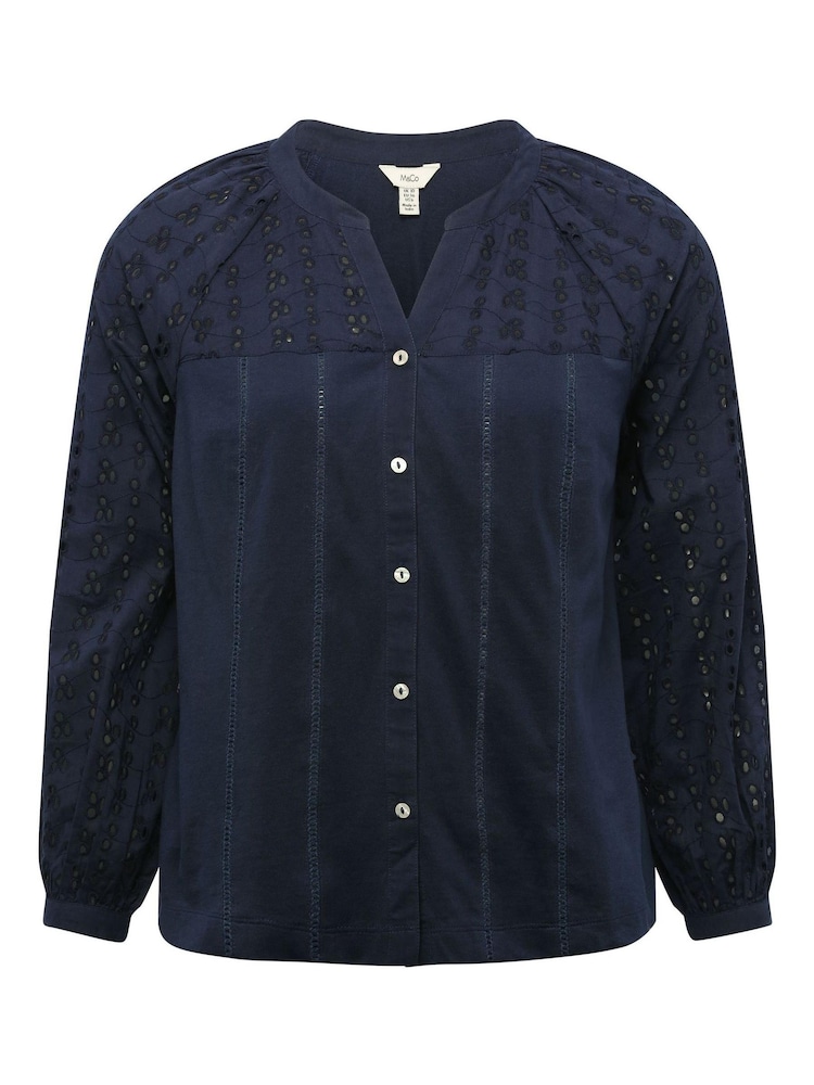 M&co Petite Hemd mit Lochstickerei, Blau - Bild 5 von 5