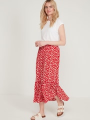 M&Co Red Crinkle Tier Midi Skirt - Image 2 of 5
