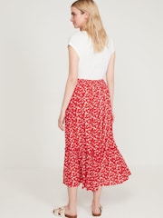 M&Co Red Crinkle Tier Midi Skirt - Image 3 of 5