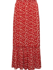 M&Co Red Crinkle Tier Midi Skirt - Image 5 of 5