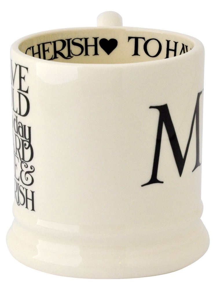 Emma Bridgewater Set of 2 Cream Black Toast Mrs and Mrs Mugs - Image 2 of 3