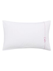 Katie Piper White/Pink Cotton Embroidered Be Still Affirmation Housewife 100% Cotton Pillowcase - Image 4 of 4