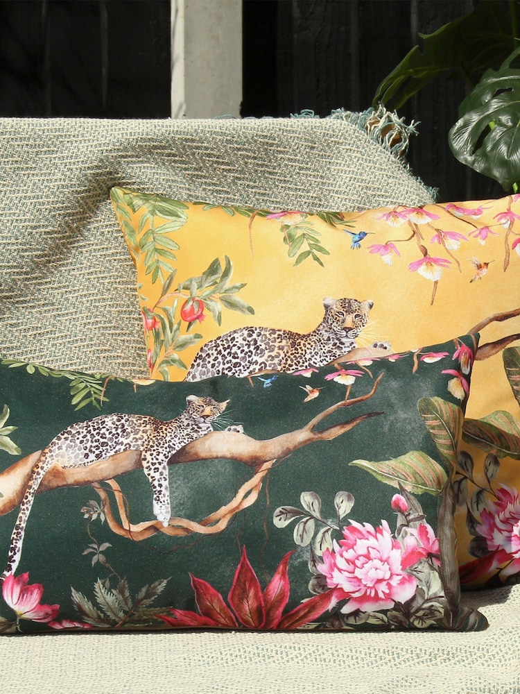 Evans Lichfield Gold Leopard Outdoor Polyester Filled Cushion - Image 1 of 6