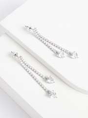 Silver Tone Crystal Drop Earrings - Image 2 of 2