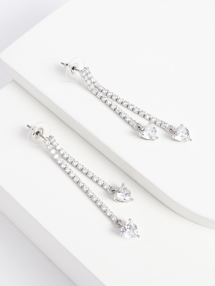 Silver Tone Crystal Drop Earrings - Image 2 of 2