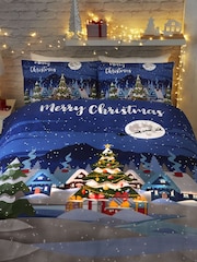 Bedlam Blue Christmas Glow In The Dark Duvet Cover Set - Image 1 of 4