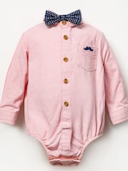 Little Gent Pink Shirt bodysuit, Bowtie, Trouser And Braces 3 Piece Baby Set - Image 2 of 5