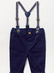 Little Gent Pink Shirt bodysuit, Bowtie, Trouser And Braces 3 Piece Baby Set - Image 3 of 5