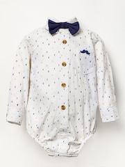 Little Gent Brown Shirt Bodysuit, Bowtie, Trouser And Braces 3 Piece Baby Set - Image 2 of 5