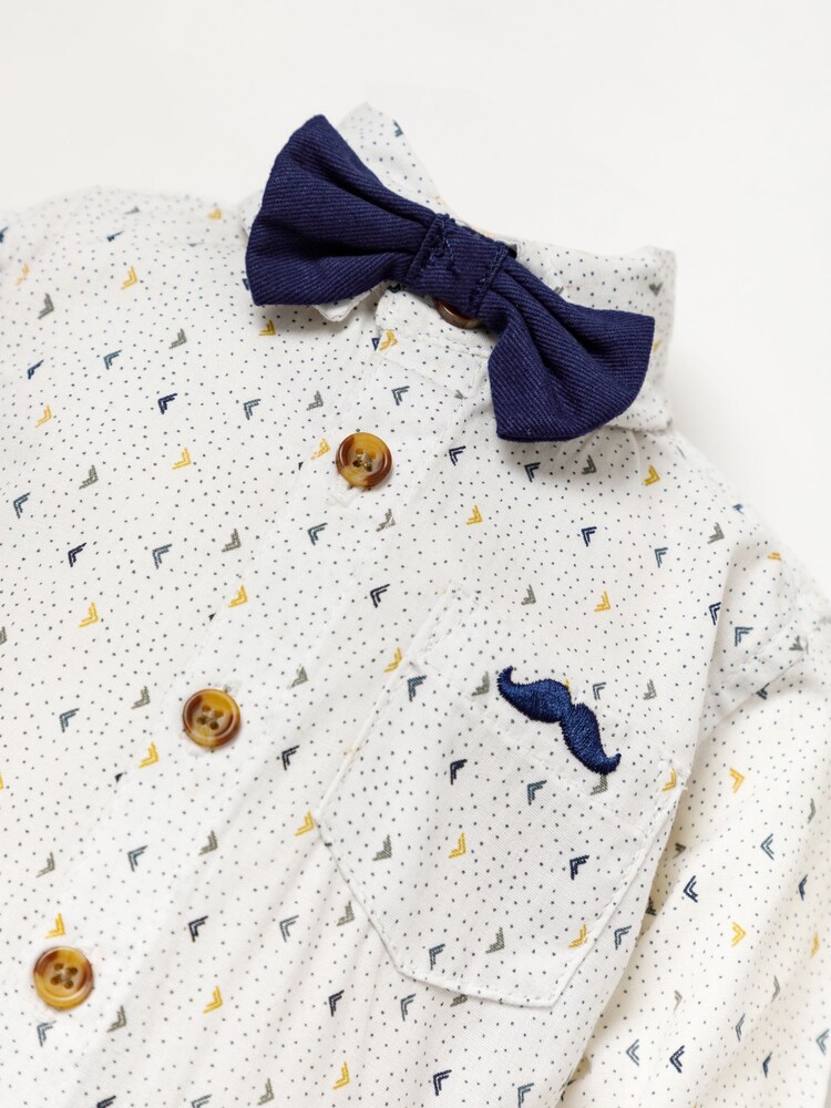 Little Gent Brown Shirt Bodysuit, Bowtie, Trouser And Braces 3 Piece Baby Set - Image 5 of 5