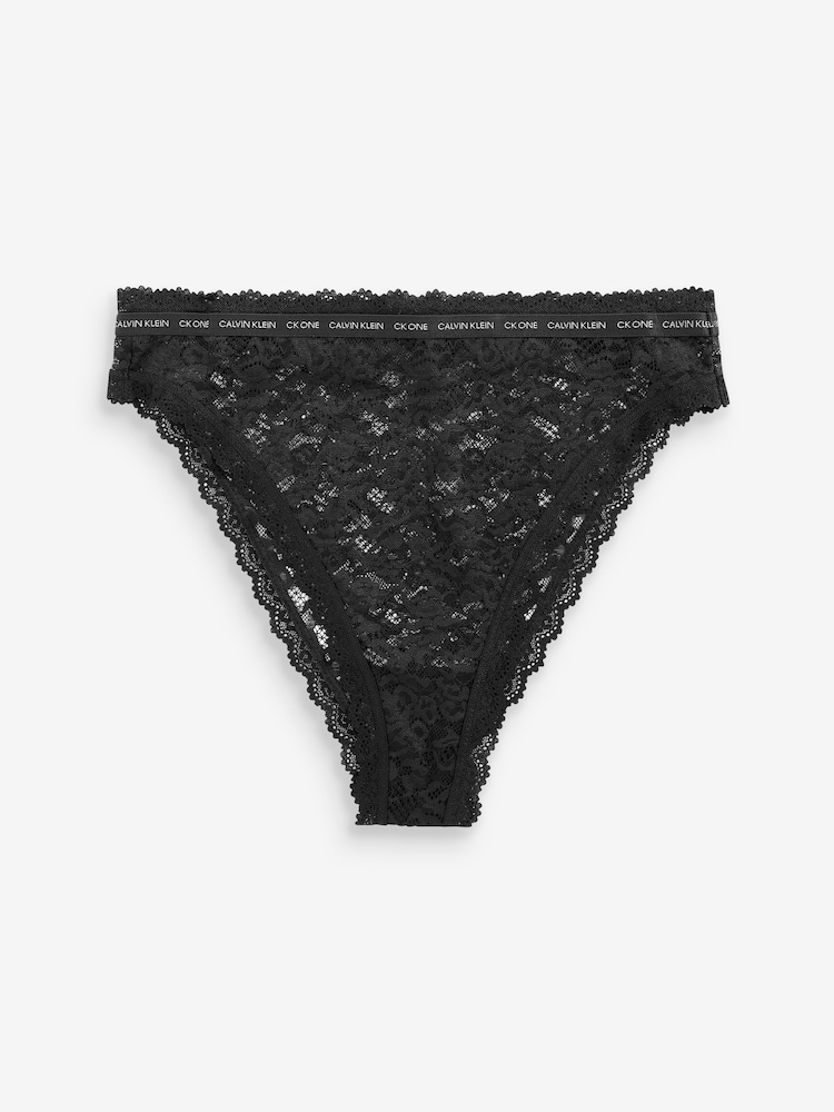Calvin Klein Black CK One Lace High Waist Brazillian Briefs - Image 1 of 1