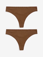 Светло-коричневый - Набор из 2 хлопковых стрингов Calvin Klein CK One Plus - Изображение 7 из 11