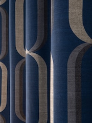 Navy Blue Next Overscale Geometric Eyelet Lined Curtains - Image 1 of 4