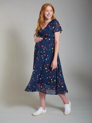 Frugi Blue Recycled Maternity And Nursing Occasion Dress - Image 1 of 6
