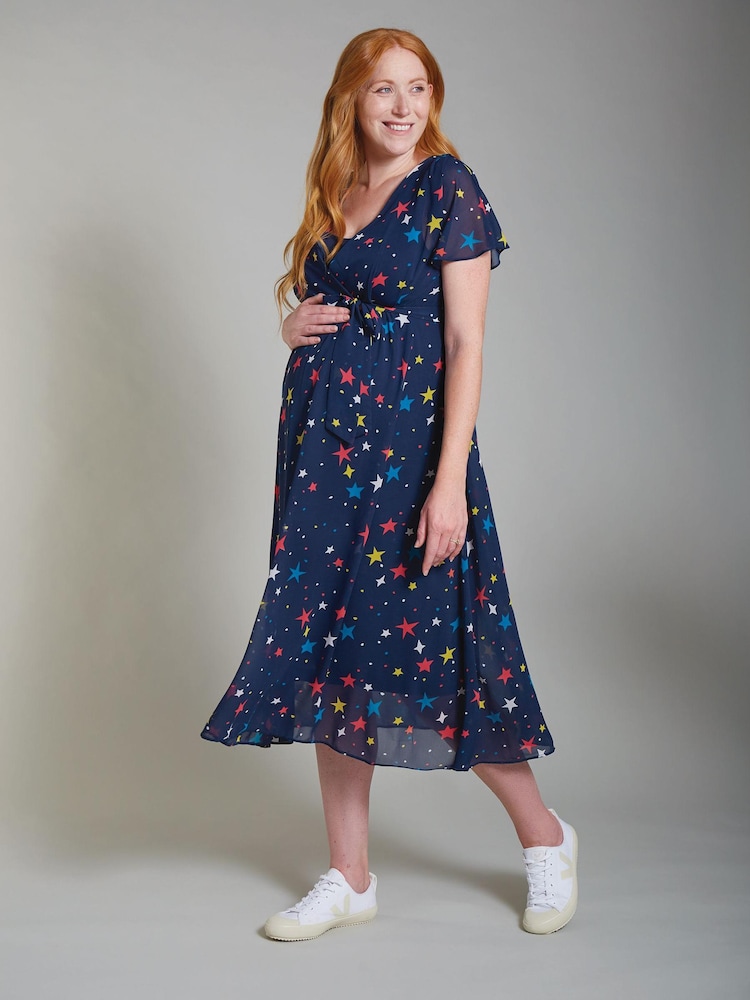Frugi Blue Recycled Maternity And Nursing Occasion Dress - Image 1 of 6