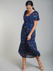 Frugi Blue Recycled Maternity And Nursing Occasion Dress - Image 2 of 6