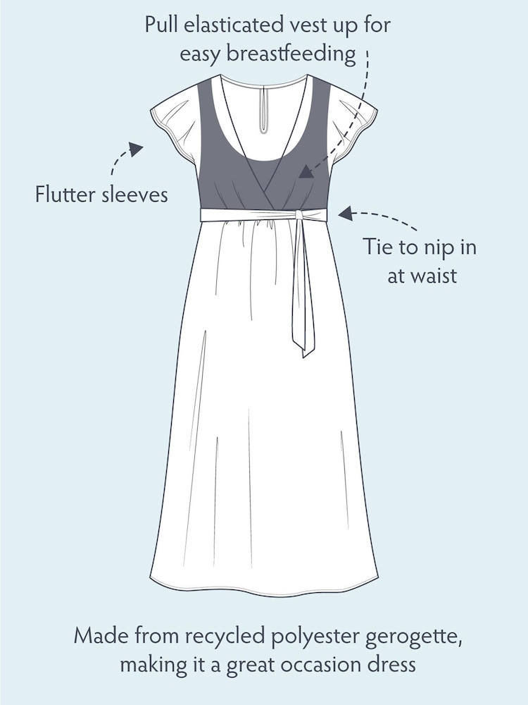 Frugi Blue Recycled Maternity And Nursing Occasion Dress - Image 6 of 6