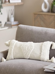 Natural Natural White Tufted Geo Oblong Cushion - Image 1 of 5