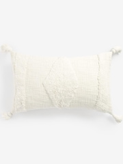 Natural Natural White Tufted Geo Oblong Cushion - Image 2 of 5