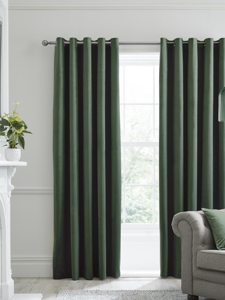 Laurence Llewelyn-Bowen Montrose Velvet Blackout Thermal Eyelet Curtains - 圖片 1，共 3