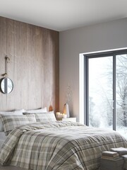 Appletree Natural Hygge Applecross Check Duvet Cover and Pillowcase Set - Image 1 of 3