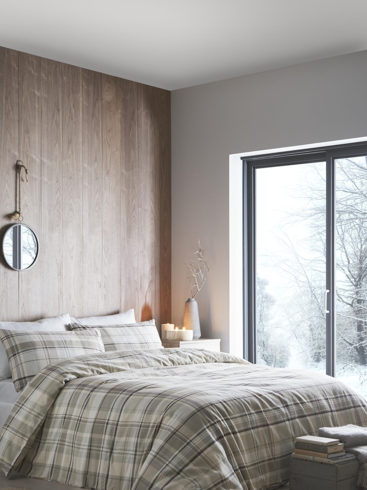 Appletree Natural Hygge Applecross Check Duvet Cover and Pillowcase Set - Image 1 of 3