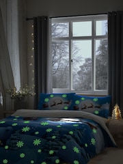 Bedlam Blue Santa Glow in the Dark Christmas Duvet Cover and Pillowcase Set - Image 2 of 4