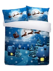Bedlam Blue Santa Glow in the Dark Christmas Duvet Cover and Pillowcase Set - Image 4 of 4