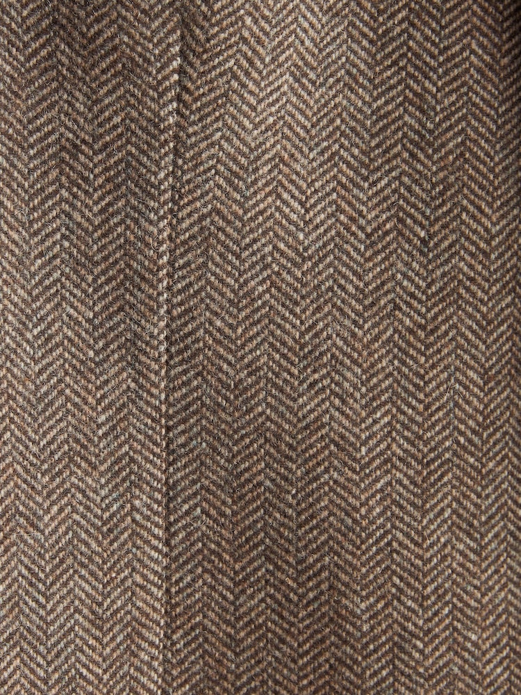 Taupe Brown Slim Fit Nova Fides Signature Herringbone Wool Blazer - Image 12 of 12