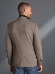 Taupe Brown Slim Fit Nova Fides Signature Herringbone Wool Blazer - Image 3 of 12