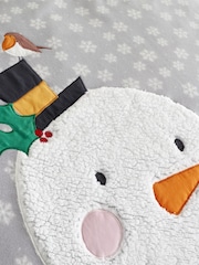 Catherine Lansfield Grey Cosy Snowman Teddy Fleece Duvet Cover And Pillowcase Set - Image 2 of 4