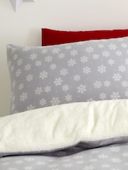 Catherine Lansfield Grey Cosy Snowman Teddy Fleece Duvet Cover And Pillowcase Set - Image 3 of 4