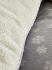 Catherine Lansfield Grey Cosy Snowman Teddy Fleece Duvet Cover And Pillowcase Set - Image 4 of 4