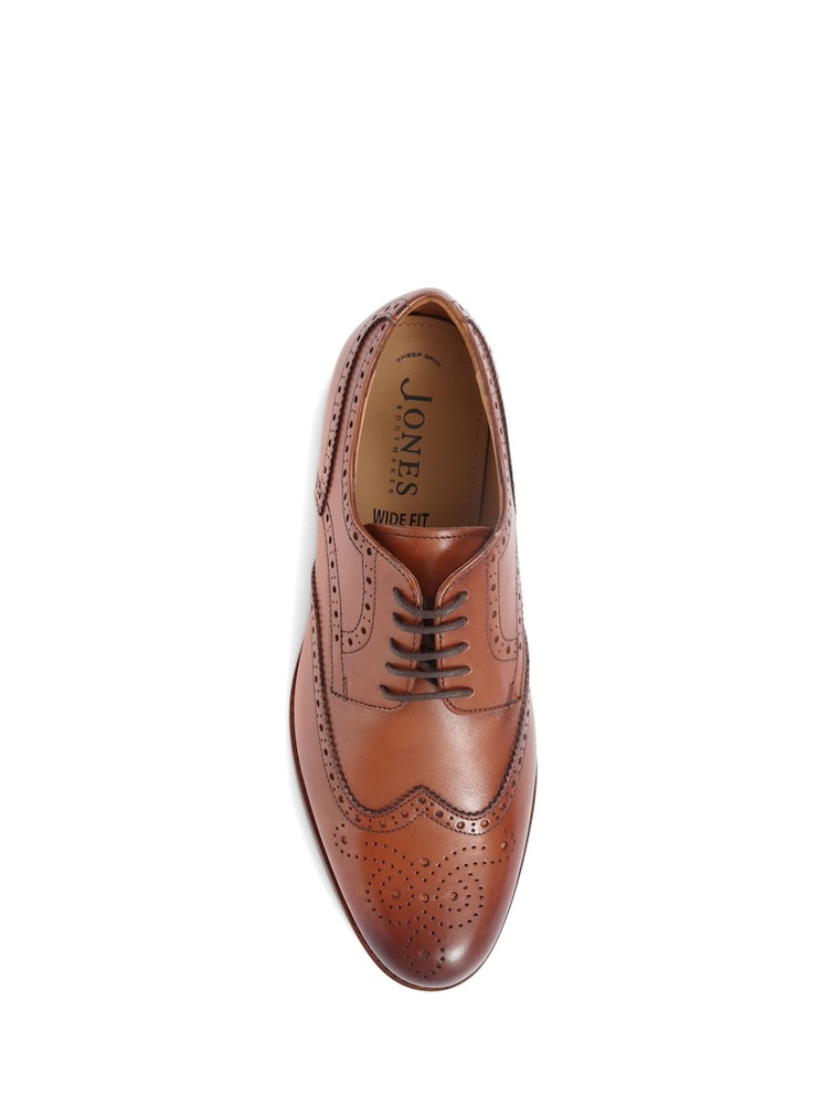 Jones Bootmaker Brown Mens Manning Wide Fit Brogues Shoes - Image 4 of 6